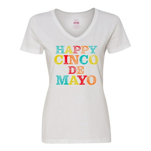 Inktastic Happy Cinco De Mayo Women's V-Neck T-Shirt