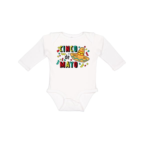 Inktastic Happy Cinco De Mayo-sombrero Boys or Girls Long Sleeve Baby Bodysuit
