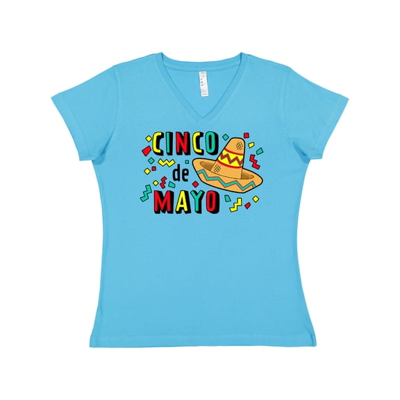 Inktastic Happy Cinco De Mayo-sombrero Women's V-Neck T-Shirt