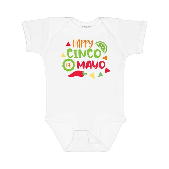 Inktastic Happy Cinco De Mayo with Lime and Red Pepper Boys or Girls Baby Bodysuit