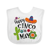 Inktastic Happy Cinco de Mayo- Sombrero, Cactus, Flowers Boys or Girls Baby Bib