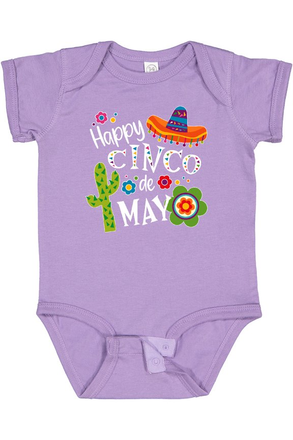 Happy Cinco de Mayo- Sombrero, Cactus, Flowers Boys or Girls Baby Bodysuit