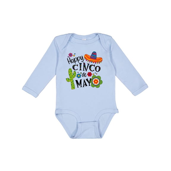 Inktastic Happy Cinco de Mayo- Sombrero, Cactus, Flowers Boys or Girls Long Sleeve Baby Bodysuit