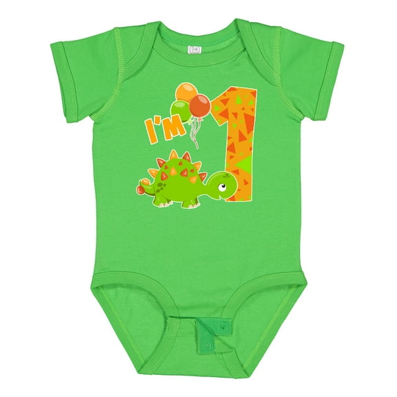 Inktastic Happy Dinosaur First Birthday-green Boys or Girls Baby Bodysuit