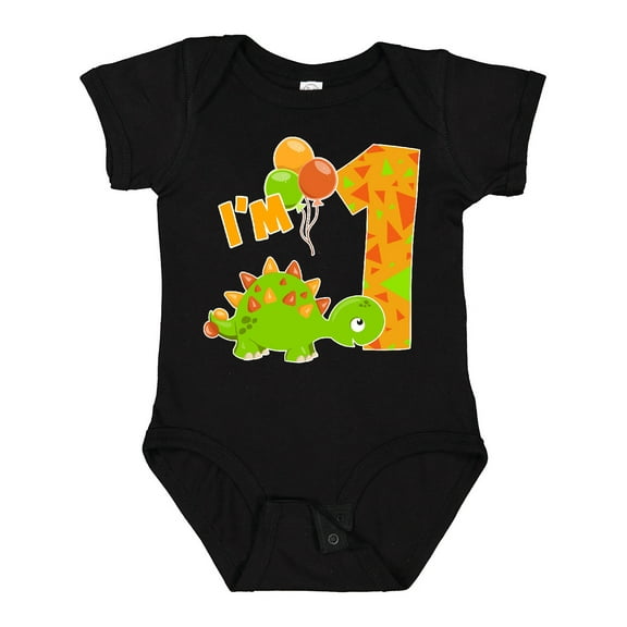 Inktastic Happy Dinosaur First Birthday-green Boys or Girls Baby Bodysuit