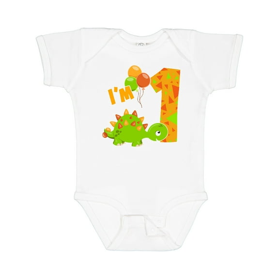 Inktastic Happy Dinosaur First Birthday-green Boys or Girls Baby Bodysuit
