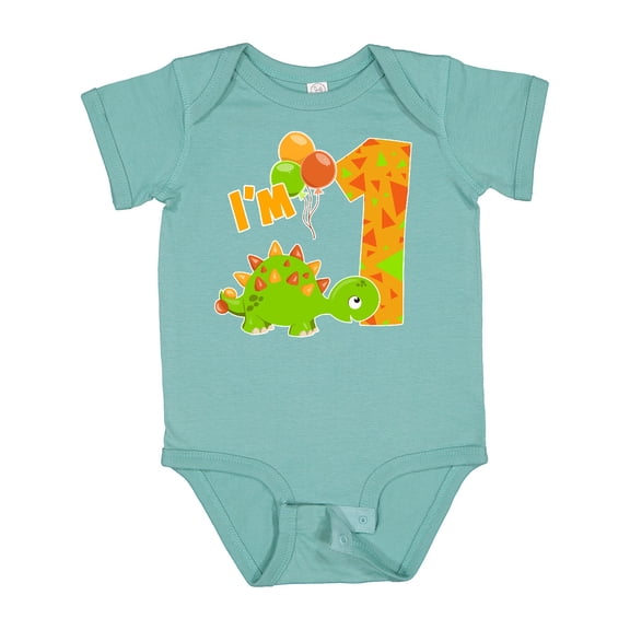 Inktastic Happy Dinosaur First Birthday-green Boys or Girls Baby Bodysuit
