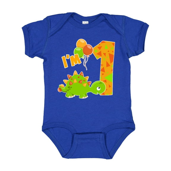 Inktastic Happy Dinosaur First Birthday-green Boys or Girls Baby Bodysuit