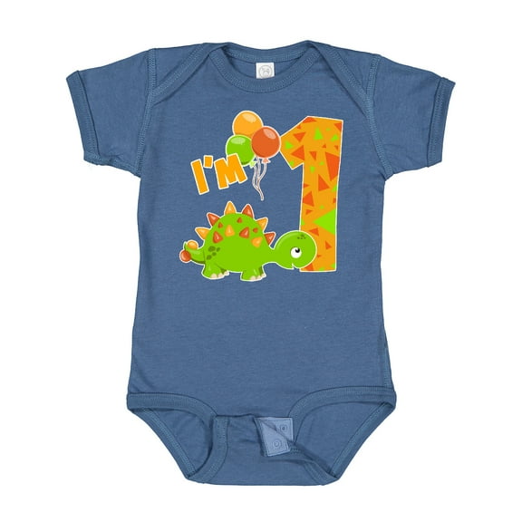 Inktastic Happy Dinosaur First Birthday-green Boys or Girls Baby Bodysuit