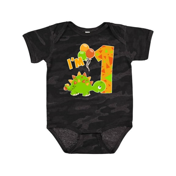 Inktastic Happy Dinosaur First Birthday-green Boys or Girls Baby Bodysuit