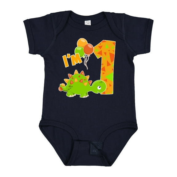 Inktastic Happy Dinosaur First Birthday-green Boys or Girls Baby Bodysuit