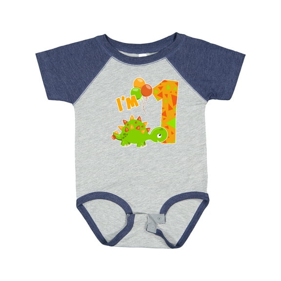 Inktastic Happy Dinosaur First Birthday-green Boys or Girls Baby Bodysuit