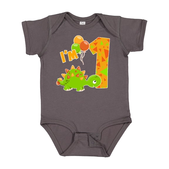 Inktastic Happy Dinosaur First Birthday-green Boys or Girls Baby Bodysuit