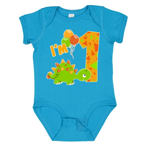 Inktastic Happy Dinosaur First Birthday-green Boys or Girls Baby Bodysuit