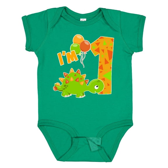 Inktastic Happy Dinosaur First Birthday-green Boys or Girls Baby Bodysuit