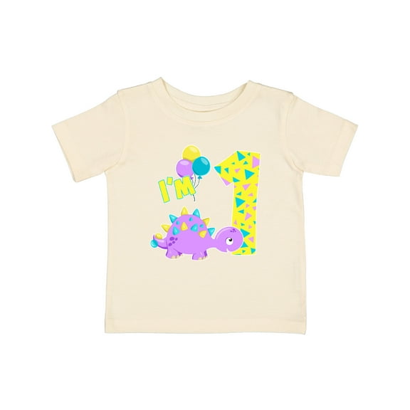 Inktastic Happy Dinosaur First Birthday-purple Boys or Girls Baby T-Shirt