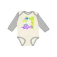 thumbnail image 1 of Inktastic Happy Dinosaur First Birthday-purple Boys or Girls Long Sleeve Baby Bodysuit, 1 of 5