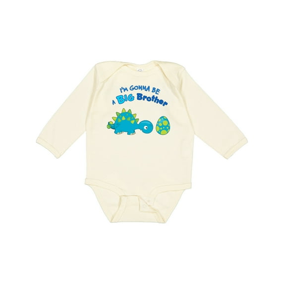 Inktastic Happy Dinosaur Future Big Brother Boys Long Sleeve Baby Bodysuit