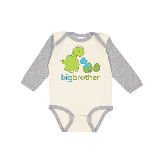 Inktastic Happy Dinosaur New Big Brother Boys Long Sleeve Baby Bodysuit