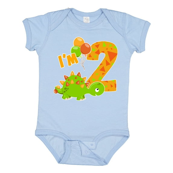Inktastic Happy Dinosaur Second Birthday-green Boys or Girls Baby Bodysuit