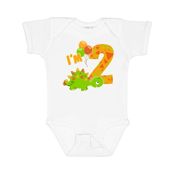 Inktastic Happy Dinosaur Second Birthday-green Boys or Girls Baby Bodysuit