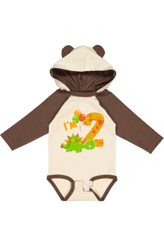 Happy Dinosaur Second Birthday-green Boys or Girls Long Sleeve Baby Bodysuit