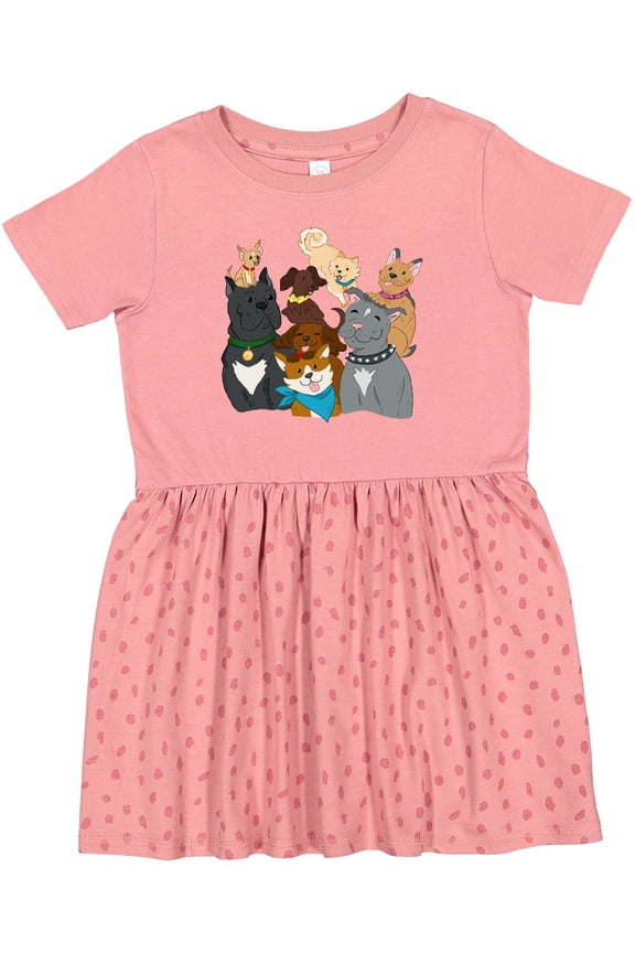 Happy Dog Family Girls Toddler Dress
