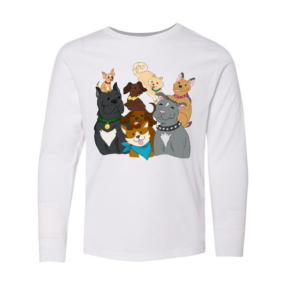 Inktastic Happy Dog Family Long Sleeve Youth T-Shirt