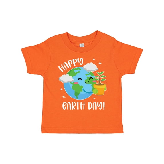 Inktastic Happy Earth Day Cute Smiling Planet Earth with Tree Boys or Girls Toddler T-Shirt