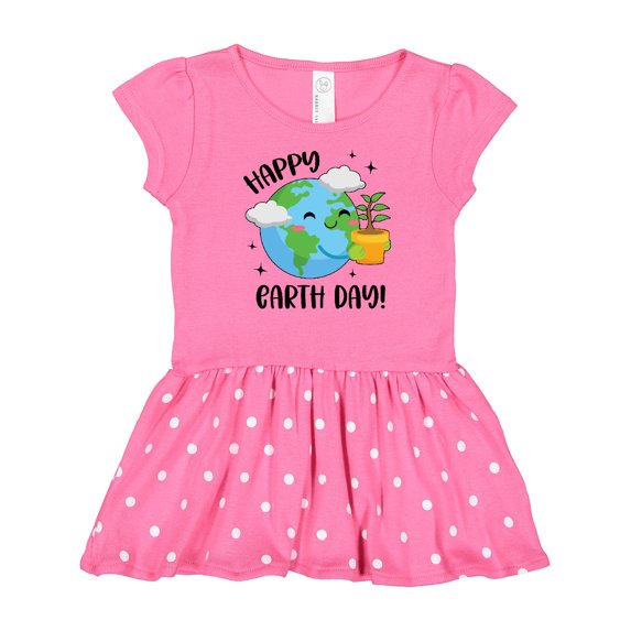 Inktastic Happy Earth Day Cute Smiling Planet Earth with Tree Gift Baby Girl Dress