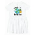 thumbnail image 1 of Inktastic Happy Earth Day Cute Smiling Planet Earth with Tree Girls Toddler Dress, 1 of 5