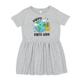 thumbnail image 1 of Inktastic Happy Earth Day Cute Smiling Planet Earth with Tree Girls Toddler Dress, 1 of 5