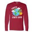 thumbnail image 1 of Inktastic Happy Earth Day Cute Smiling Planet Earth with Tree Long Sleeve T-Shirt, 1 of 5