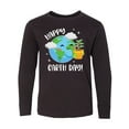 thumbnail image 1 of Inktastic Happy Earth Day Cute Smiling Planet Earth with Tree Long Sleeve Youth T-Shirt, 1 of 5