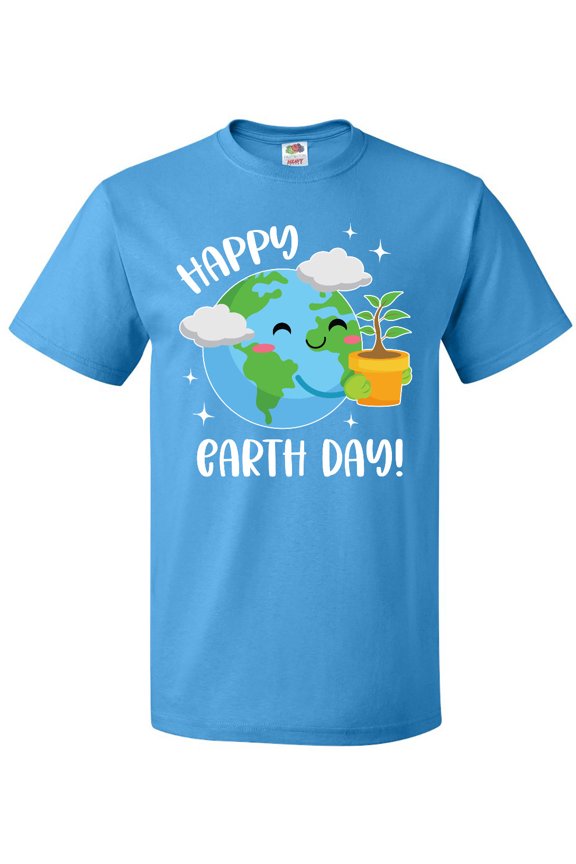 Happy Earth Day Cute Smiling Planet Earth with Tree T-Shirt