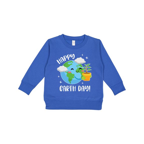 Inktastic Happy Earth Day Cute Smiling Planet Earth with Tree Toddler Sweatshirt