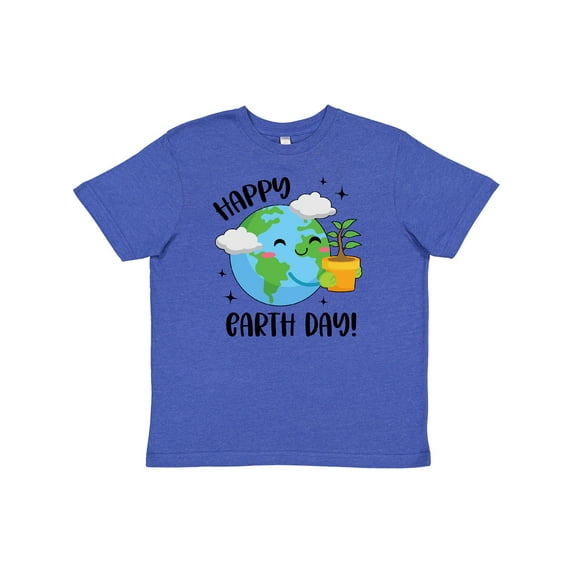 Inktastic Happy Earth Day Cute Smiling Planet Earth with Tree Youth T-Shirt