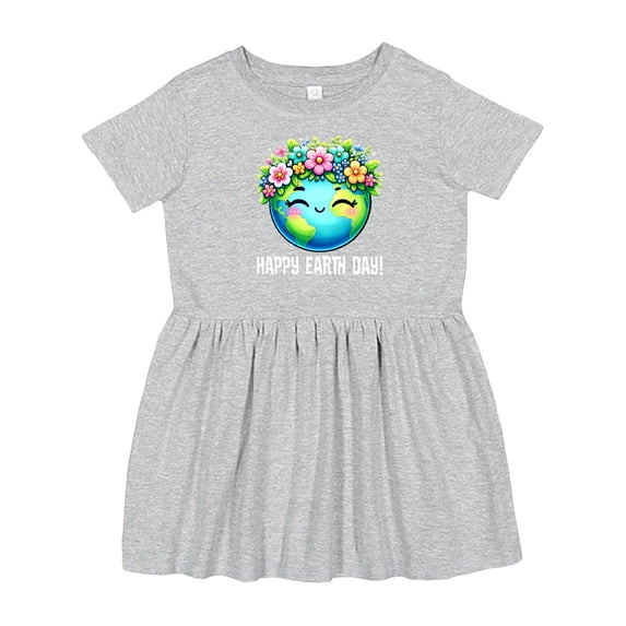 Inktastic Happy Earth Day Flowered Girls Toddler Dress