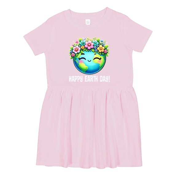 Inktastic Happy Earth Day Flowered Girls Toddler Dress