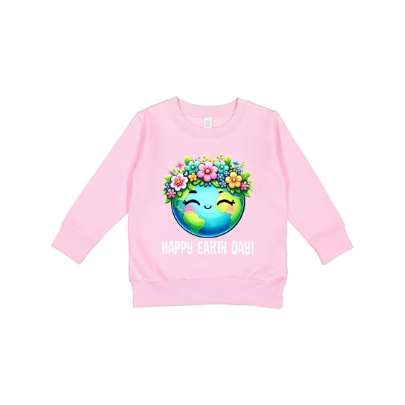 Inktastic Happy Earth Day Flowered Toddler Sweatshirt