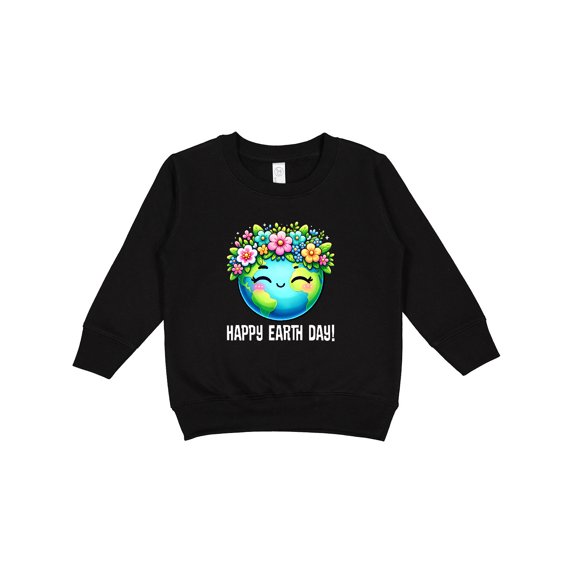 Inktastic Happy Earth Day Flowered Toddler Sweatshirt