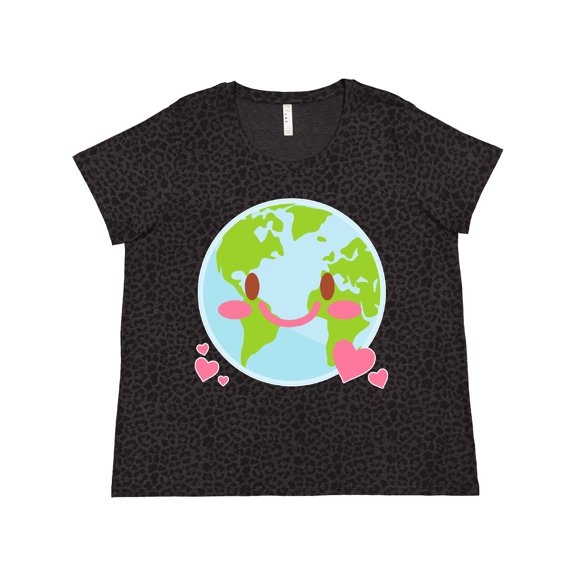 Inktastic Happy Earth Day with Hearts Women's Plus Size T-Shirt
