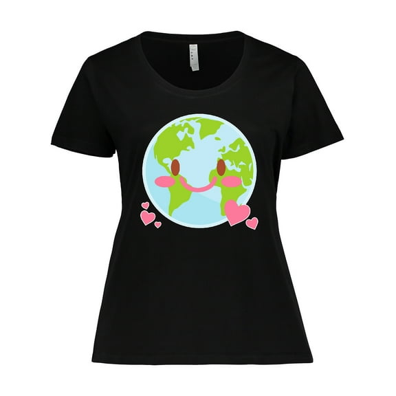 Inktastic Happy Earth Day with Hearts Women's Plus Size T-Shirt