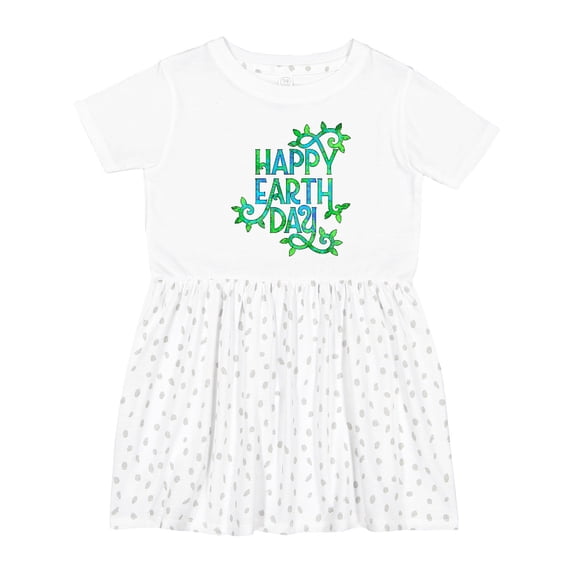 Inktastic Happy Earth Day with Leaves Girls Toddler Dress