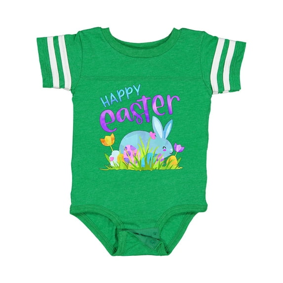 Inktastic Happy Easter Blue Bunny and Eggs in Grass Boys or Girls Baby Bodysuit