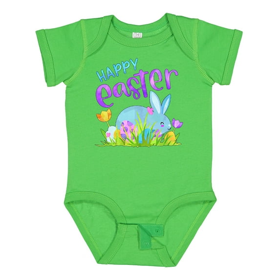 Inktastic Happy Easter Blue Bunny and Eggs in Grass Boys or Girls Baby Bodysuit