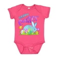 thumbnail image 1 of Inktastic Happy Easter Blue Bunny and Eggs in Grass Boys or Girls Baby Bodysuit, 1 of 5