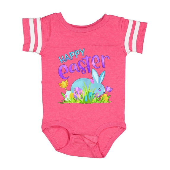 Inktastic Happy Easter Blue Bunny and Eggs in Grass Boys or Girls Baby Bodysuit
