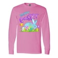 thumbnail image 1 of Inktastic Happy Easter Blue Bunny and Eggs in Grass Long Sleeve T-Shirt, 1 of 5