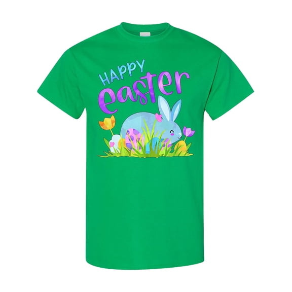Inktastic Happy Easter Blue Bunny and Eggs in Grass T-Shirt